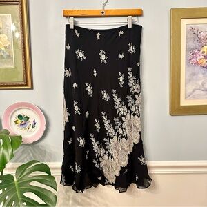 Vintage Express Silk Skirt Large Fairy Whimsigoth Y2K 90s Maxi Asymmetrical